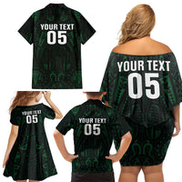 Custom New Zealand Fishing Family Matching Off Shoulder Short Dress and Hawaiian Shirt Maori Tribal Pattern LT05 - Polynesian Pride
