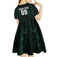 Custom New Zealand Fishing Kid Short Sleeve Dress Maori Tribal Pattern - Polynesian Pride