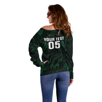 Custom New Zealand Fishing Off Shoulder Sweater Maori Tribal Pattern - Polynesian Pride