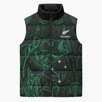 Custom New Zealand Fishing Sleeveless Puffer Jacket Maori Tribal Pattern - Polynesian Pride