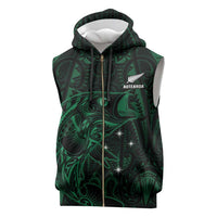 Custom New Zealand Fishing Sleeveless Zip Hoodie Maori Tribal Pattern - Polynesian Pride
