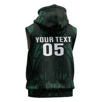 Custom New Zealand Fishing Sleeveless Zip Hoodie Maori Tribal Pattern - Polynesian Pride