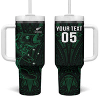 Custom New Zealand Fishing Tumbler With Handle Maori Tribal Pattern - Polynesian Pride