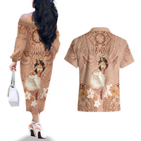 Hawaii Women's Day Couples Matching Off The Shoulder Long Sleeve Dress and Hawaiian Shirt With Polynesian Pattern LT05 - Polynesian Pride