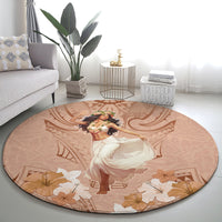 Hawaii Women's Day Round Carpet With Polynesian Pattern
