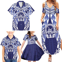 Personalised Tonga Queen Salote College Family Matching Summer Maxi Dress and Hawaiian Shirt Centenary Navy Version
