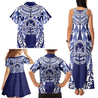 Personalised Tonga Queen Salote College Family Matching Tank Maxi Dress and Hawaiian Shirt Centenary Navy Version