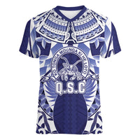 Personalised Tonga Queen Salote College Women V-Neck T-Shirt Centenary Navy Version