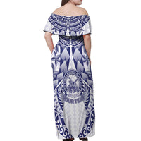 Personalised Tonga Queen Salote College Off Shoulder Maxi Dress Centenary White Version