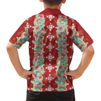 Hawaii Ohia Lehua Family Matching Long Sleeve Bodycon Dress and Hawaiian Shirt Tropical Vibes Crimson LT05 - Polynesian Pride