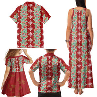 Hawaii Ohia Lehua Family Matching Tank Maxi Dress and Hawaiian Shirt Tropical Vibes Crimson LT05 - Polynesian Pride