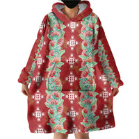 Hawaii Ohia Lehua Wearable Blanket Hoodie Tropical Vibes Crimson