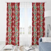 Hawaii Ohia Lehua Window Curtain Tropical Vibes Crimson