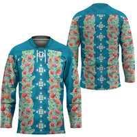 Hawaii Ohia Lehua Hockey Jersey Tropical Vibes Teal