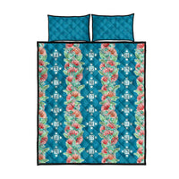 Hawaii Ohia Lehua Quilt Bed Set Tropical Vibes Teal