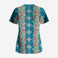Hawaii Ohia Lehua Scrub Top Tropical Vibes Teal