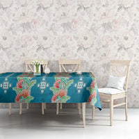 Hawaii Ohia Lehua Tablecloth Tropical Vibes Teal