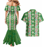 Hawaii Ohia Lehua Couples Matching Mermaid Dress and Hawaiian Shirt Tropical Vibes Green LT05 - Polynesian Pride
