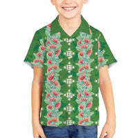 Hawaii Ohia Lehua Family Matching Long Sleeve Bodycon Dress and Hawaiian Shirt Tropical Vibes Green LT05 Son's Shirt Green - Polynesian Pride