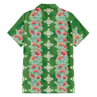 Hawaii Ohia Lehua Family Matching Off Shoulder Short Dress and Hawaiian Shirt Tropical Vibes Green LT05 - Polynesian Pride