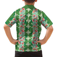 Hawaii Ohia Lehua Family Matching Tank Maxi Dress and Hawaiian Shirt Tropical Vibes Green LT05 - Polynesian Pride