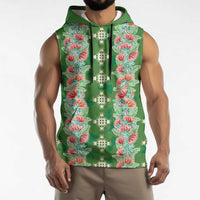 Hawaii Ohia Lehua Sleeveless Hoodie Tropical Vibes Green