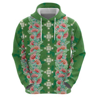 Hawaii Ohia Lehua Zip Hoodie Tropical Vibes Green