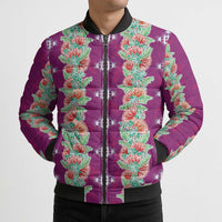 Hawaii Ohia Lehua Bomber Puffer Jacket Tropical Vibes Fuchsia