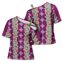 Hawaii Ohia Lehua Cross Shoulder Shirt Tropical Vibes Fuchsia
