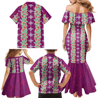 Hawaii Ohia Lehua Family Matching Mermaid Dress and Hawaiian Shirt Tropical Vibes Fuchsia LT05 - Polynesian Pride