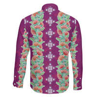 Hawaii Ohia Lehua Family Matching Off Shoulder Maxi Dress and Hawaiian Shirt Tropical Vibes Fuchsia LT05 - Polynesian Pride