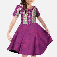 Hawaii Ohia Lehua Family Matching Tank Maxi Dress and Hawaiian Shirt Tropical Vibes Fuchsia LT05 Daughter's Dress Fuchsia - Polynesian Pride
