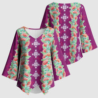Hawaii Ohia Lehua Kimono Sleeve Blouse Tropical Vibes Fuchsia