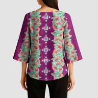 Hawaii Ohia Lehua Kimono Sleeve Blouse Tropical Vibes Fuchsia