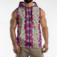 Hawaii Ohia Lehua Sleeveless Zip Hoodie Tropical Vibes Fuchsia