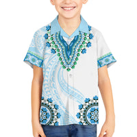 Africa Dashiki Family Matching Puletasi and Hawaiian Shirt With Polynesian Pattern Blue Version LT05 Son's Shirt Blue - Polynesian Pride