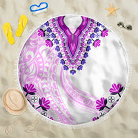 Africa Dashiki Beach Blanket With Polynesian Pattern Pink Version