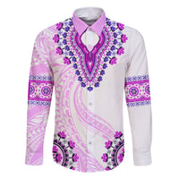 Africa Dashiki Family Matching Mermaid Dress and Hawaiian Shirt With Polynesian Pattern Pink Version LT05 Dad's Shirt - Long Sleeve Pink - Polynesian Pride