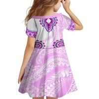 Africa Dashiki Family Matching Off Shoulder Short Dress and Hawaiian Shirt With Polynesian Pattern Pink Version LT05 - Polynesian Pride