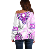 Africa Dashiki Off Shoulder Sweater With Polynesian Pattern Pink Version LT05 - Polynesian Pride
