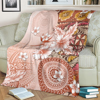 Tonga Ngatu Pattern With Light Tabasco Hibiscus Blanket Oil Painting Style