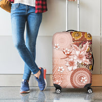 Tonga Ngatu Pattern With Light Tabasco Hibiscus Luggage Cover Oil Painting Style