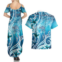 Polynesia World Ocean Day Couples Matching Summer Maxi Dress and Hawaiian Shirt Ocean Style