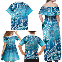 Polynesia World Ocean Day Family Matching Off Shoulder Maxi Dress and Hawaiian Shirt Ocean Style