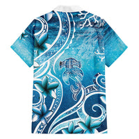 Polynesia World Ocean Day Family Matching Off Shoulder Short Dress and Hawaiian Shirt Ocean Style