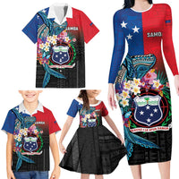 Samoa Family Matching Long Sleeve Bodycon Dress and Hawaiian Shirt Humpback Whale Siapo Pattern
