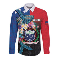 Samoa Long Sleeve Button Shirt Humpback Whale Siapo Pattern