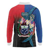 Samoa Long Sleeve Polo Shirt Humpback Whale Siapo Pattern