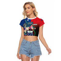 Samoa Raglan Cropped T Shirt Humpback Whale Siapo Pattern