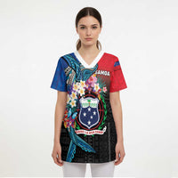 Samoa Scrub Top Humpback Whale Siapo Pattern - Polynesian Pride